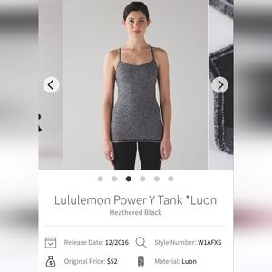 Lululemon Heathered Black Power Y Tank